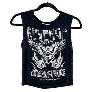 Revenge Tour '78 Black and White Graphic Print Cropped Sleeveless Top